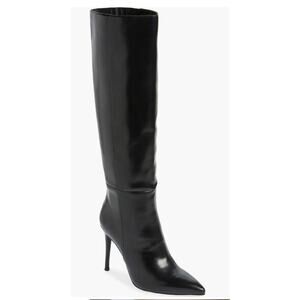 NEW Jeffrey Campbell Arsen Knee High Stiletto H2 boot black faux leather sz 5.5